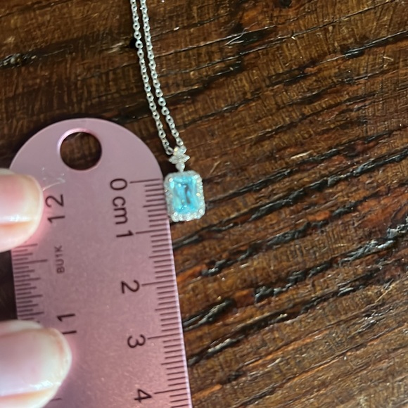 Aquamarine and CZ Silver Necklace - NWOT - Picture 8 of 10
